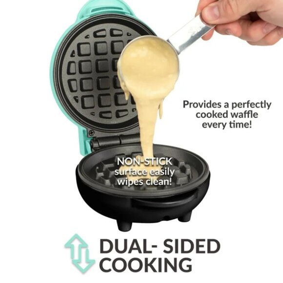 MyMini Waffle Maker, Teal - Picture 4 of 5